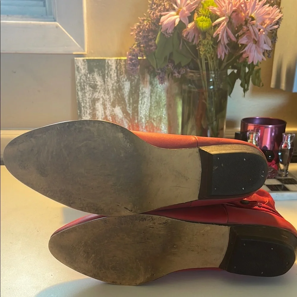 Vintage 1987 Leather Red Slouch Boots - Picture 5 of 13